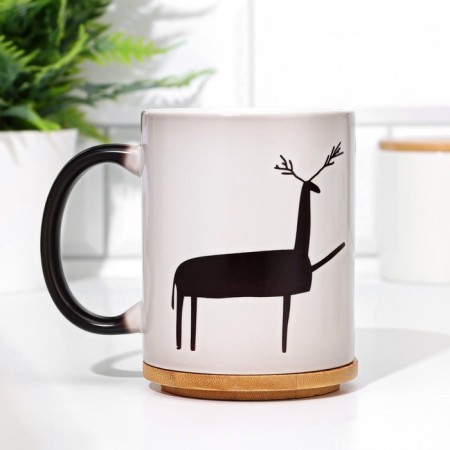 Sublimation mug "Dop and leave", chameleon, black color, volume 320 ml-3