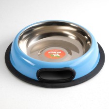 A bowl with a non -slip base is a rounded color with a pen, 450 ml, blue