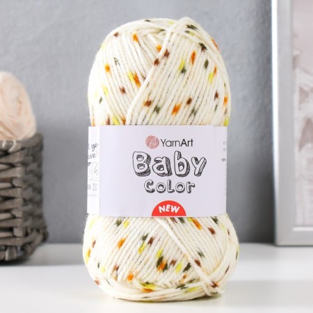 Yarn "Baby Color" 100% acrylic 150m/50g (206 milk-orange/crap)