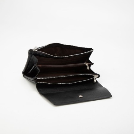 Women's wallet on the button, black color-3