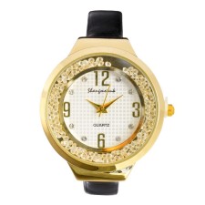Women's watches “Shengmeimk”, eco -leather strap, black