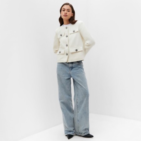 Women's tweed jacket mist r.42, milk-5