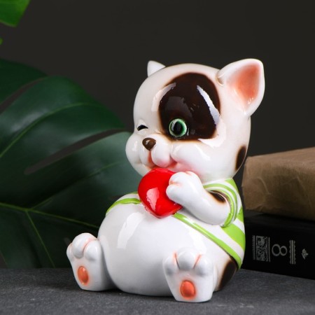 Piggy bank "Kitten with heart" 9x8x16cm-3
