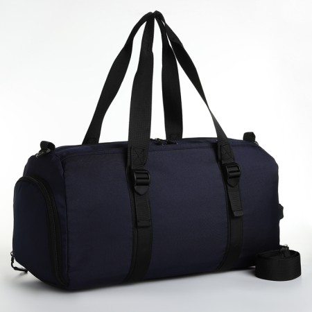 Sports bag with lightning, 2 pockets, long belt, blue color