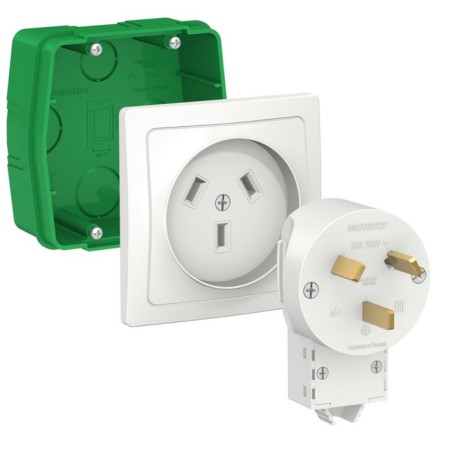 SEAL SE BLANCA, 32 A, 250V, mounting box, socket, fork, bel., Blnsk013231