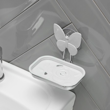 Soap dish on the suction cup "Butterfly", plastic, 13 × 11 × 9.5 cm, color mix-2