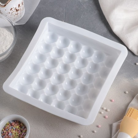 Form for mousse desserts and baking of the share "Berry line", silicone, 21 × 6 cm, white color-1