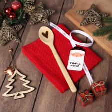 New Year. Set of Gift Fields From Santa: Burgundy color, towel 35x60cm, HL 100%, VAF 220g/m2