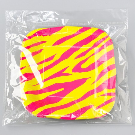 Disposable plate plate square "zebra" pink, 16.5x16.5 cm-5