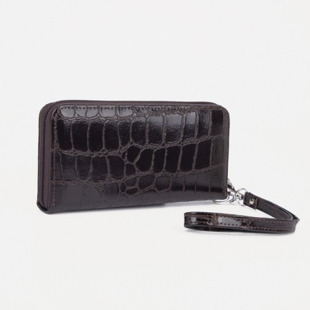 Women's wallet with lightning, with a pen, brown color-1