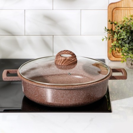 Brownie Frying Furder, D = 28 cm, Glass Cover, Castle Handles, Antivorestar Coating, Induction-6