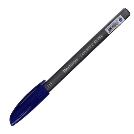 Ballic pen 1.0 mm, Triangle Silver, blue ink, three -sided-6