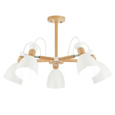 Ceiling EVOLUCE lamp. Sle103802-05. Balcamo. 5x60 watts, E27, 65x65x45 cm, color light wood, white