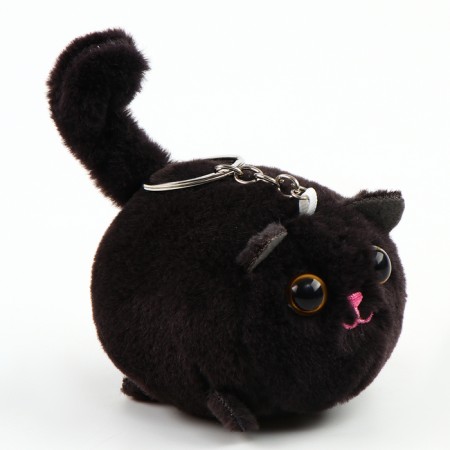 Soft toy "cat" on a key fob, 8 cm, black color