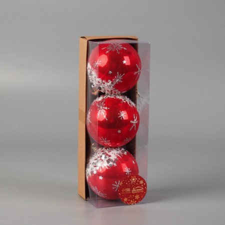 Set of balls plastic D-8 cm, 3 pcs "Shane" red-1