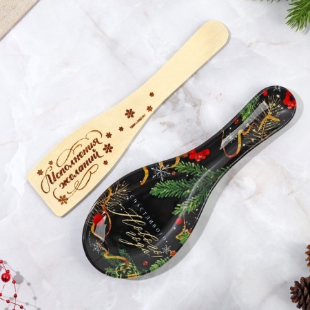 Gift set of the New Year's "Happy New Year": a spoon stand, scapula-3