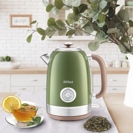Electric kettle KitFort KT-6110, Metal, 1.7 L, 2200 W, Auto Completion, Green-5