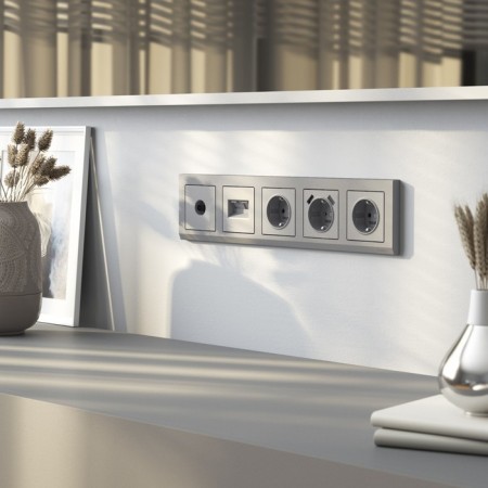 Grounding socket and curtains (silver matte) W1171165-2