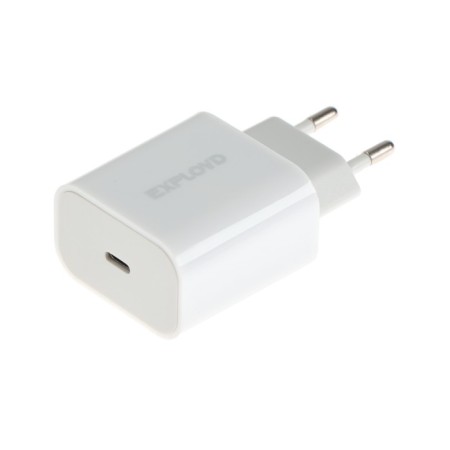 EXPLOYD EX-Z-1165, USB-C, 3 A, 18 W network charger, fast charging, white