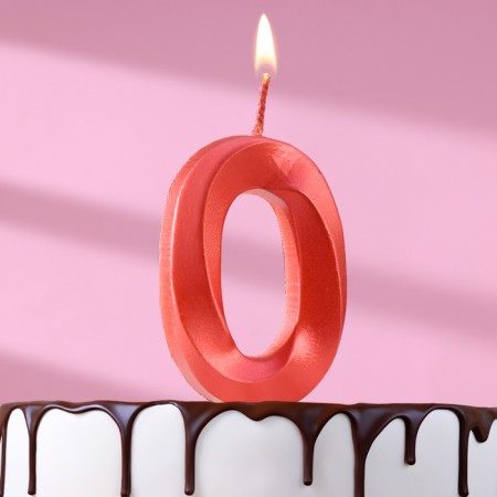 Candle in the Cake "Fine", number "0", red metallic, 6.5 cm
