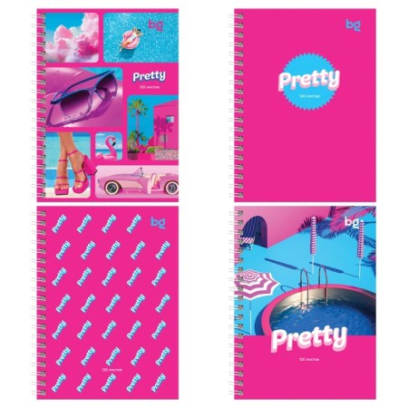 Notebook A6, 120 sheets in a cage on the crest "Barbie Style", a solid cover, matte lamination, selective varnish, mix