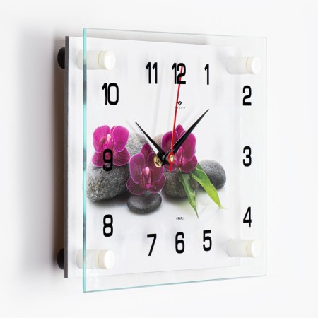 Wall watches: flowers, "on stones", silent, 20 x 26 cm-1