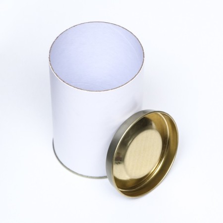 White tube 73x110 mm (90 mm inner height), cardboard, metal cover-1