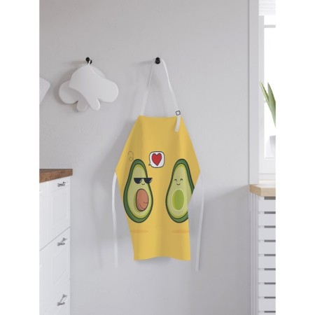 Apron of a kitchen with a photo print "Avocado in love", adjustable, size OS-1