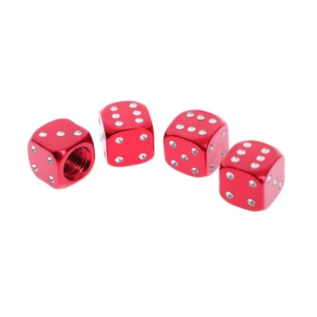 Cap to valve, cube, red, set 4 pcs