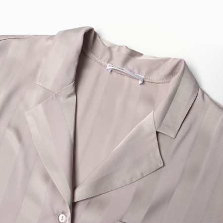 Female pajamas (shirt and shorts) KAFTAN SILK "strip" R.40-42, beige-6