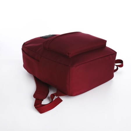 School backpack of textiles on lightning, Fulldorn, 3 pockets, burgundy color-2