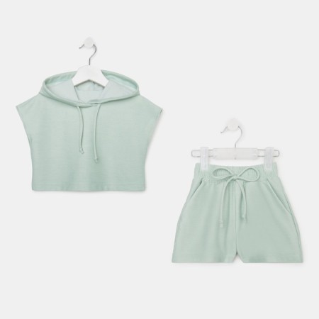 Комплект для девочки (топ, шорты) MINAKU: Casual Collection цвет оливковый, рост 122-7