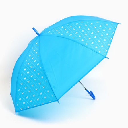 Umbrella female cane "Bright butterflies", 8 knitting needles, d = 90 cm, blue color