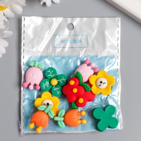 Decor for creativity plastic "Flower" mix 2x1 cm-2
