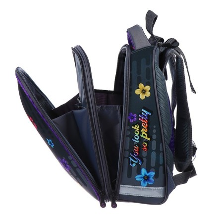 School backpack 38 x 30 x 16 cm, ergonomic back, stavia "cat", multicolor/gray-8
