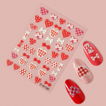 Nail stickers 8*6cm heart Z-A1160 red/Bel/Rozov Match-1