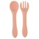 Set of children's cutlery, fork and spoon, pink color
