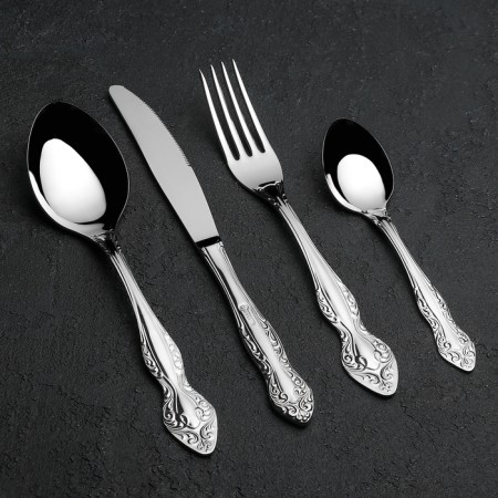 Set of cutlery "Slavyanka", 24 items, decorative box, silver color-1