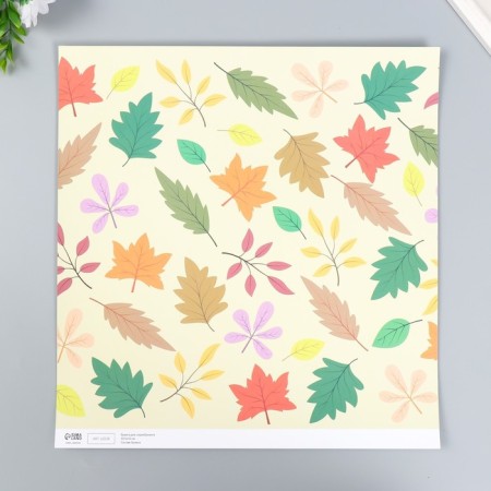 Scrapbooking paper bilateral "leaves" density 180 g 30.5x32 cm-2