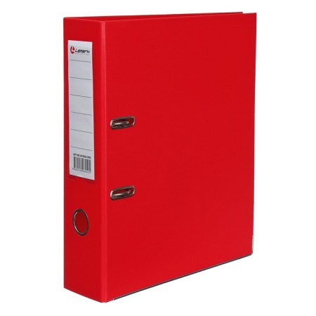 A4, 75 mm, Lamark, PVC, double-sided coating, metal edging, pocket for a spine, collected, red/red-1