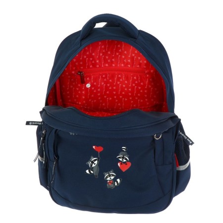 School backpack Bruno VisConti, 40 x 30 x 16 cm, ergonomic back, "raccoons, hearts"-11