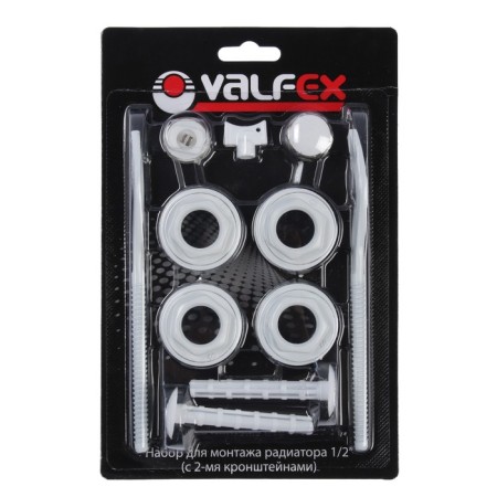 A set for connecting the radiator Valfex, 1 "X1/2", with two brackets, in a blister