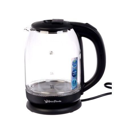 Electric kettle Happy Panda HP-2709SPBK, glass, 1.8 l, 1800 watts, black