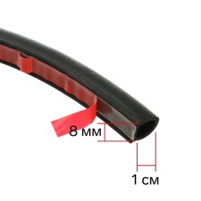 Doors seal in a car, o-shaped, 10 × 10 mm, self-adhesive, 5 m, black