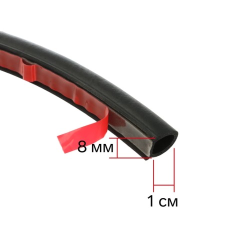 Doors seal in a car, o-shaped, 10 × 10 mm, self-adhesive, 5 m, black