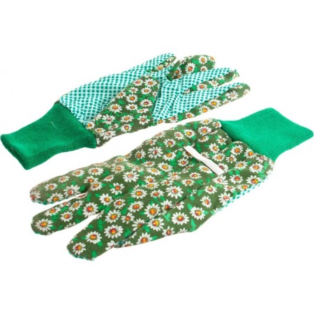 Garden gloves, x/b, with PVC dots, cuffs, size 7, Palisad