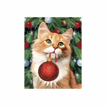 Diamond mosaic for the New Year with partial filling "Red cat", 20 x 25 cm, New Year's set for creativity-2