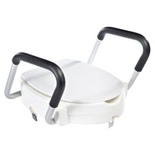 Toilet seat with lid and handrails