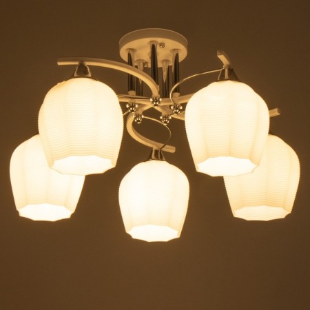 Svetogor chandelier "Structure" 5x60W E27 white/chrome 51x51x29cm-2