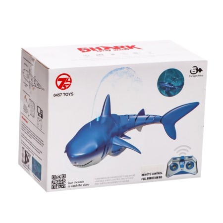 The radio -controlled “white” shark swims, splashes water, works from the battery, the color is blue-5